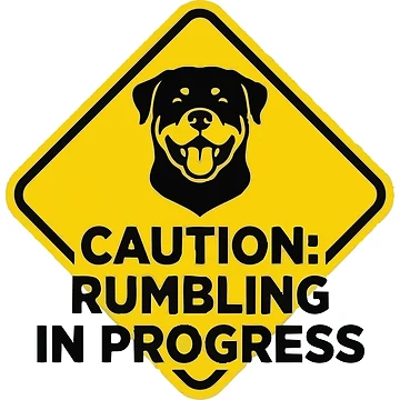 Artwork thumbnail, Warning Rumbling In Progress Rottweiler Sign by Petzzz