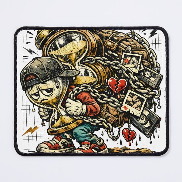 Item preview, The Weight of Time Why the Past Feels Heavier Streetwear Aesthetic - Time Memory Regret Hourglass Vintage Cartoon Illustration for Emotional Growth and Nostalgia - Vivaan Studio 1987 Original designed and sold by Vivaan Studio.