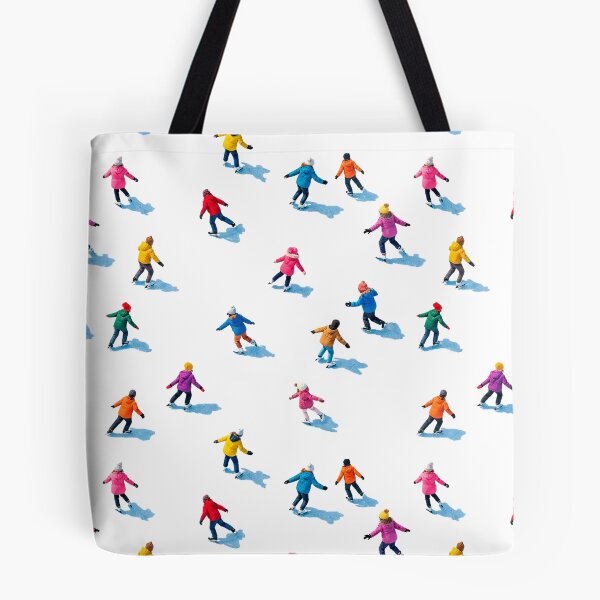Item preview, Colorful Ice Skaters Seamless Winter Pattern – Sunny Frosty Ice Rink from Above designed and sold by Iras-Art-Corner.