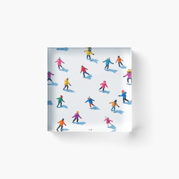 Item preview, Colorful Ice Skaters Seamless Winter Pattern – Sunny Frosty Ice Rink from Above designed and sold by Iras-Art-Corner.