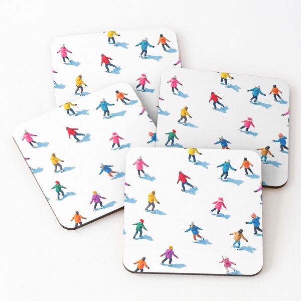 Item preview, Colorful Ice Skaters Seamless Winter Pattern – Sunny Frosty Ice Rink from Above designed and sold by Iras-Art-Corner.