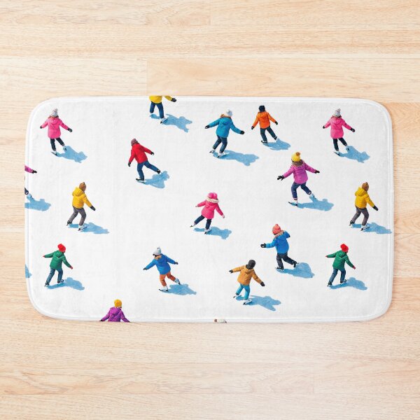 Item preview, Colorful Ice Skaters Seamless Winter Pattern – Sunny Frosty Ice Rink from Above designed and sold by Iras-Art-Corner.