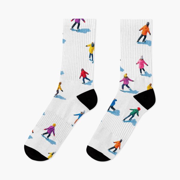 Item preview, Colorful Ice Skaters Seamless Winter Pattern – Sunny Frosty Ice Rink from Above designed and sold by Iras-Art-Corner.