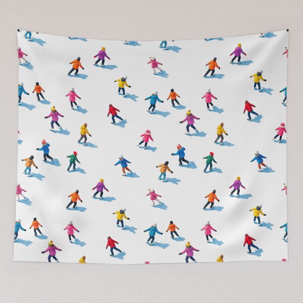 Item preview, Colorful Ice Skaters Seamless Winter Pattern – Sunny Frosty Ice Rink from Above designed and sold by Iras-Art-Corner.