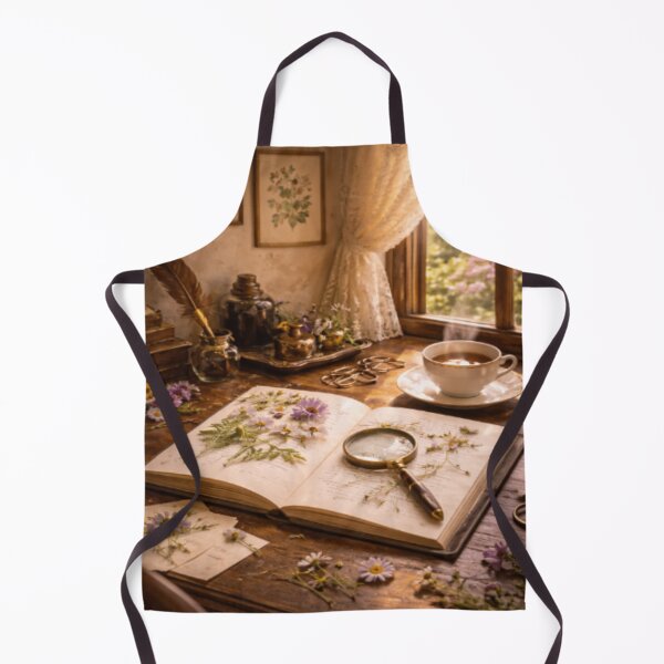 Item preview, Pressed Wildflowers Study – Victorian Botanical Writing Nook with Tea designed and sold by ArtFreshStudio.