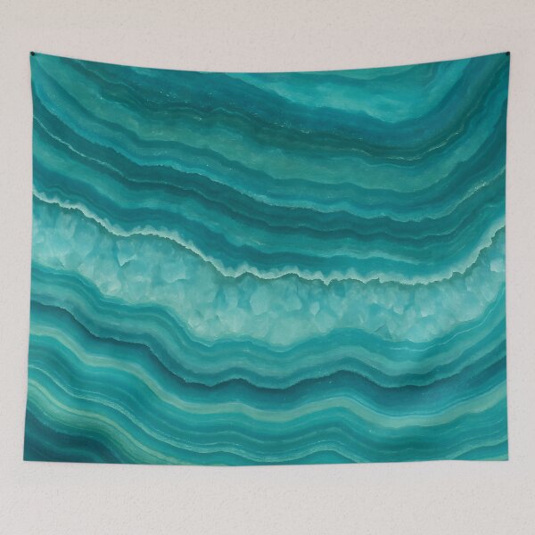 Item preview, Teal Agate Geode Waves, Emerald Stone Texture Abstract Luxe Mineral Layers Modern Wall Decor Aesthetic designed and sold by CharmedVille.