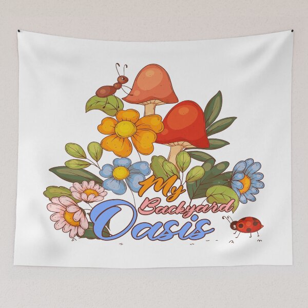 Item preview, My Backyard Oasis Whimsical Garden Flowers designed and sold by SP Motif.