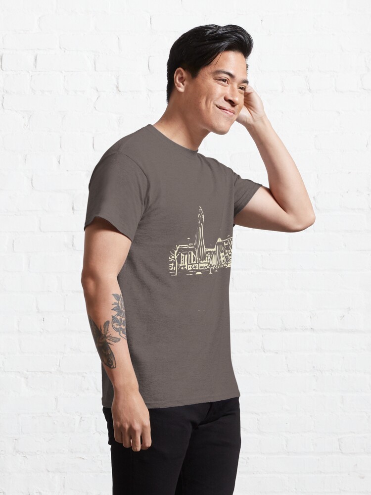 Alternate view of helsinki railway station building pattern beige Classic T-Shirt