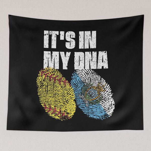Item preview, IT'S IN MY DNA Softball - San Marino Flag Fingerprint  designed and sold by CosmoKitsch.
