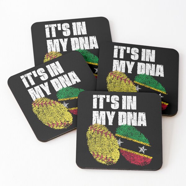 Item preview, IT'S IN MY DNA Softball - St Kitts Flag Fingerprint  designed and sold by CosmoKitsch.