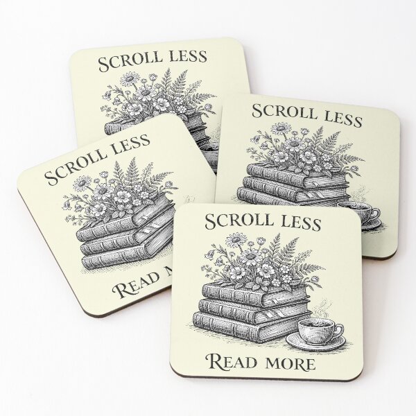 Item preview, Scroll Less Read More Books Coffee Floral Art designed and sold by LSphere Art.