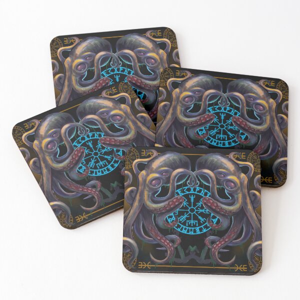 Item preview,  Eldritch Deep Sea octopuses and runes Art - Dark Nautical Horror Illustration designed and sold by VitalusDesignArtV.