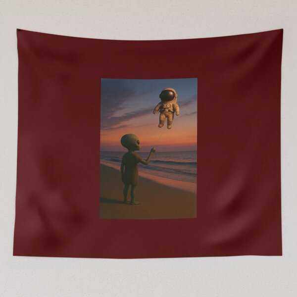 Item preview, Alien Child Flying an Astronaut Balloon  designed and sold by Halifaxartguy.