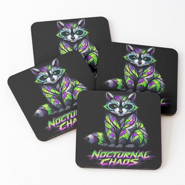 Item preview, Neon Raccoon Nocturnal Chaos Geometric Trash Panda designed and sold by LSphere Art.
