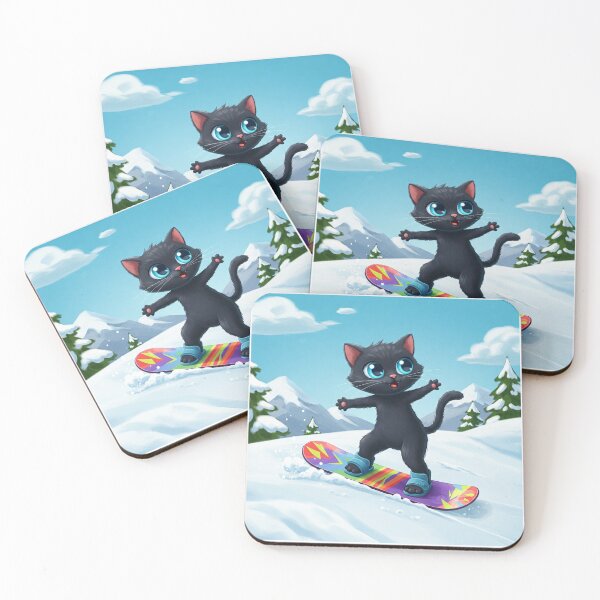 Item preview, Snowboarding Black Cat – Winter Sports Champion Vibes designed and sold by CraftMuse19.