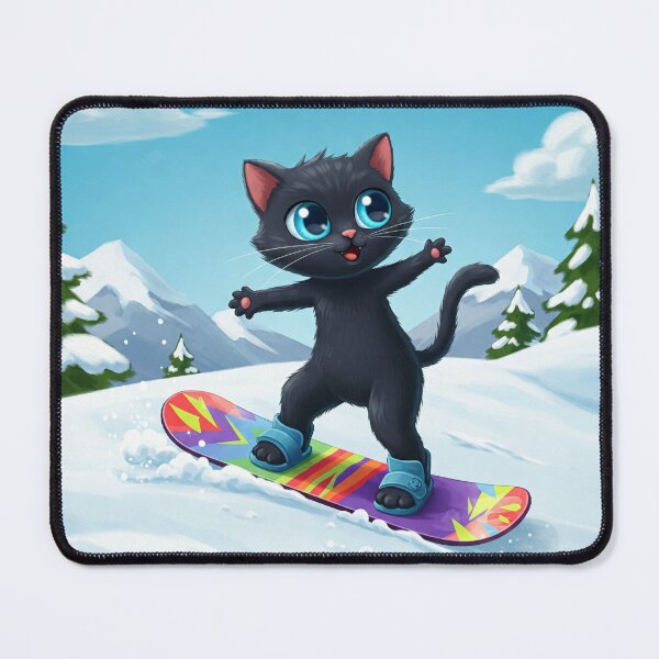 Item preview, Snowboarding Black Cat – Winter Sports Champion Vibes designed and sold by CraftMuse19.