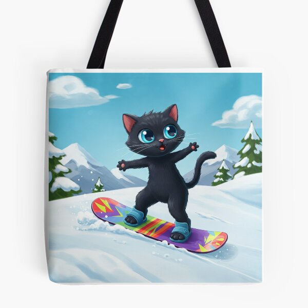 Item preview, Snowboarding Black Cat – Winter Sports Champion Vibes designed and sold by CraftMuse19.