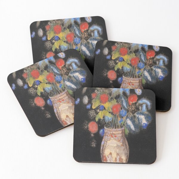 Item preview, Odilon Redon Large Bouquet On A Black Background designed and sold by melaartni.