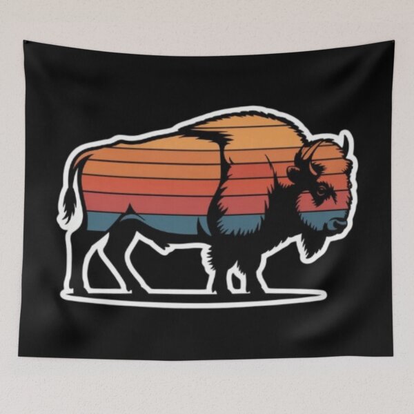 Item preview, Retro Sunset Bison - Vintage Wildlife Silhouette Art designed and sold by DailySparks.