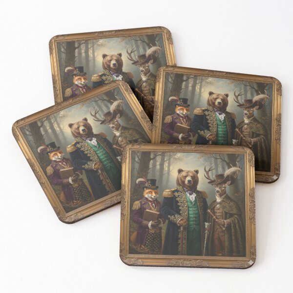 Item preview, Forest Commanders Victorian Military Portrait - Regal Fox, Bear & Deer designed and sold by freackly.