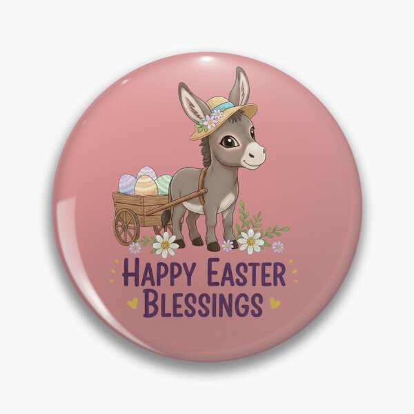 Item preview, Happy Easter Blessings: Adorable Donkey & Spring Blossoms designed and sold by InkWeaveShop.