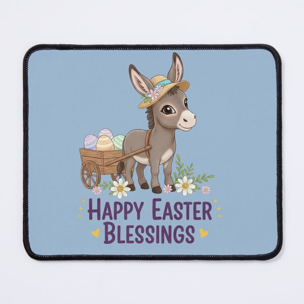 Item preview, Happy Easter Blessings: Adorable Donkey & Spring Blossoms designed and sold by InkWeaveShop.