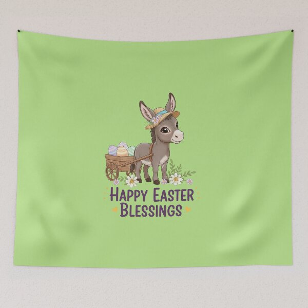 Item preview, Happy Easter Blessings: Adorable Donkey & Spring Blossoms designed and sold by InkWeaveShop.