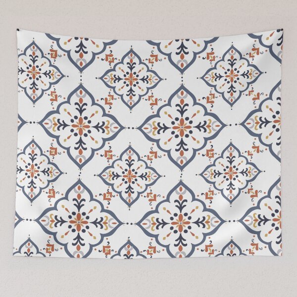Item preview, Terracotta & Navy Tile Pattern designed and sold by MarrySArtwork.