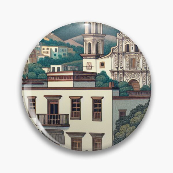 Item preview, Saltillo Mexico Ukiyo-e Japanese Woodblock Style Colonial Town Art designed and sold by Vandy Fullam.