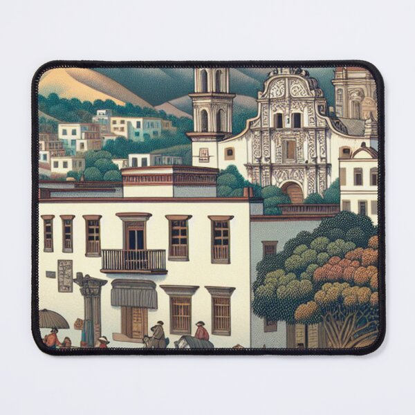 Item preview, Saltillo Mexico Ukiyo-e Japanese Woodblock Style Colonial Town Art designed and sold by Vandy Fullam.