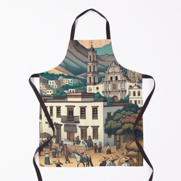 Item preview, Saltillo Mexico Ukiyo-e Japanese Woodblock Style Colonial Town Art designed and sold by Vandy Fullam.