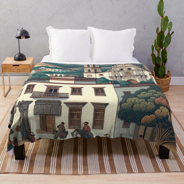 Item preview, Saltillo Mexico Ukiyo-e Japanese Woodblock Style Colonial Town Art designed and sold by Vandy Fullam.