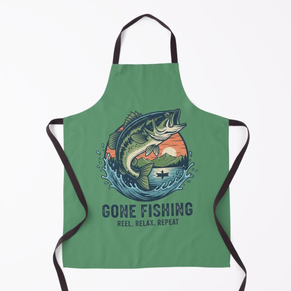 Item preview, Gone Fishing: Vintage Bass Jumping Lake Scene designed and sold by InkWeaveShop.