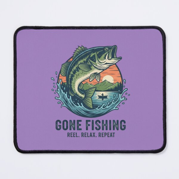 Item preview, Gone Fishing: Vintage Bass Jumping Lake Scene designed and sold by InkWeaveShop.