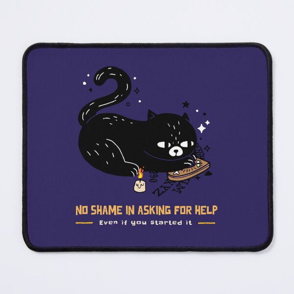 Item preview, Funny Witch Cat Meme – “No Shame In Asking For Help (Even If You Started It)” – Black Cat Summoning Circle Humor Design designed and sold by InkStars.