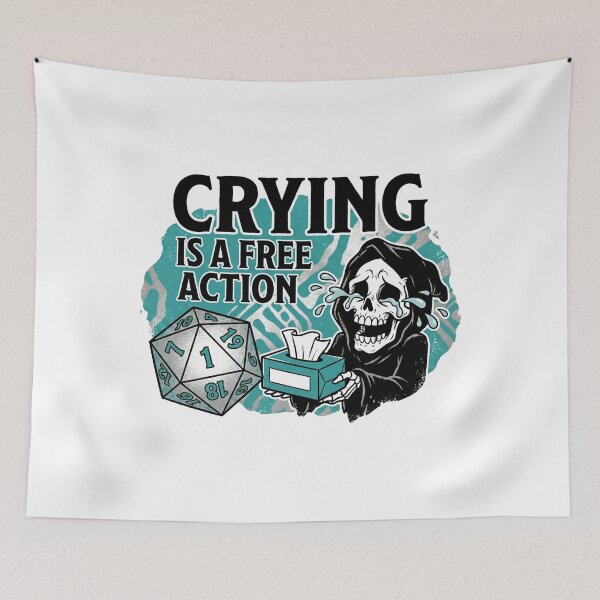 Item preview, Crying Is A Free Action Natural 1 D20 Dice Funny Gift designed and sold by Fenay Designs.