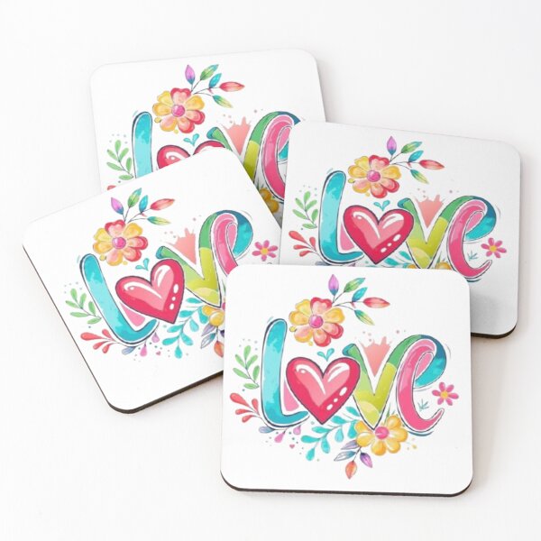 Item preview, Vibrant Floral Love Typography Art Design designed and sold by AesthinkArt.