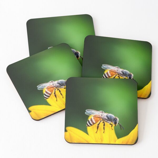 Item preview, Honeybee on Yellow Flower Wildlife Photography Art designed and sold by AbulailArt.