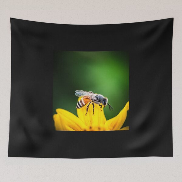 Item preview, Honeybee on Yellow Flower Wildlife Photography Art designed and sold by AbulailArt.