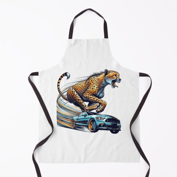 Item preview, Roaring Cheetah Jumping Over Blue Sports Car – Speed Power Art designed and sold by Adappai.