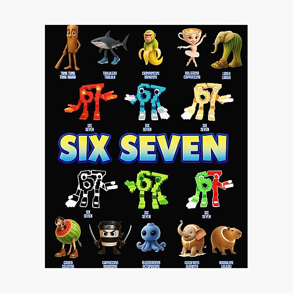 Item preview, Six Seven Italian Brainrot Character Roster Tralalero Tralala Meme Squad Gift For Boy Kids Girl designed and sold by ArmyAbodo.