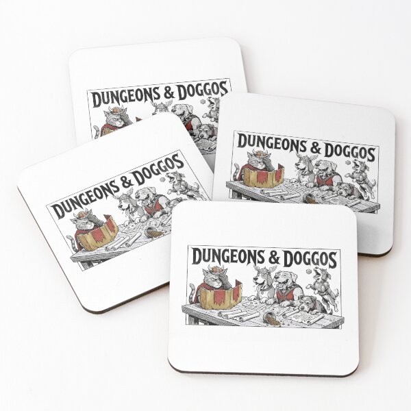 Item preview, Dungeons And Doggos RPG Party Cat And Dog Fantasy Art designed and sold by Fenay Designs.