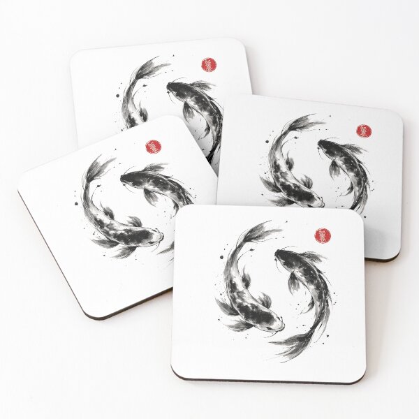 Item preview, Zen Koi Fish Ink Wash - Minimalist Japanese Sumi-e Art designed and sold by Ink Dynasty.