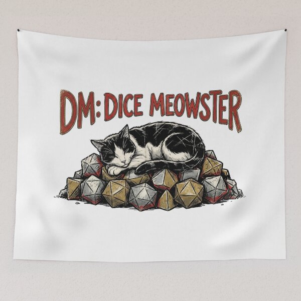Item preview, DM Dice Meowster Sleeping Cat RPG Gamer Gift designed and sold by Fenay Designs.