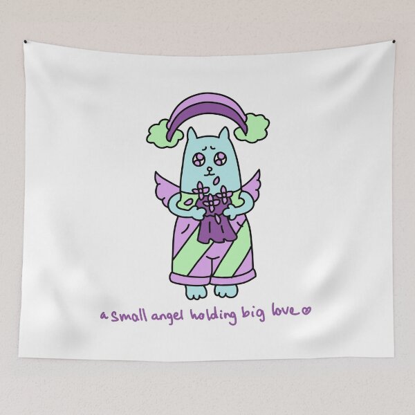 Item preview, Small Angel Holding Big Love Cat – Cute Sweet Angel Kitty Illustration designed and sold by Baby-Care.