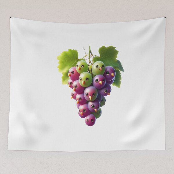 Item preview, Cute Funny Grape Characters – Kawaii Fruit Cartoon Art designed and sold by Adappai.