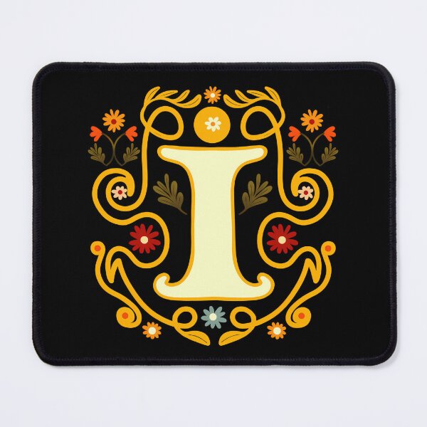 Item preview, Decorative Floral Letter I Pattern – Golden Yellow Ornamental Design designed and sold by Clara Fruggeri.