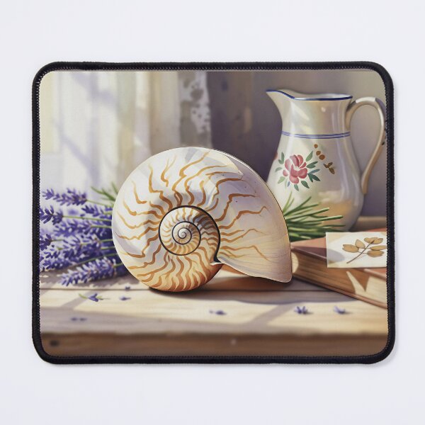 Item preview, Large spiral shell, Lavender bouquet, summer still life, French Provence, Mediterranean motif  designed and sold by Mevissart.
