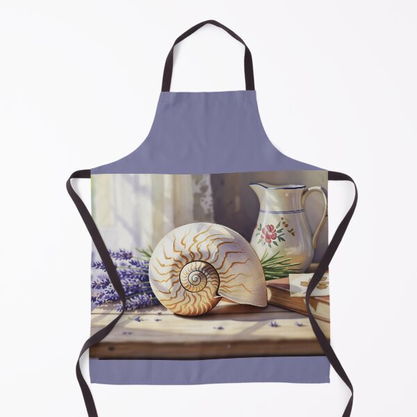 Artikelvorschau, Große Spiralmuschel, Lavendelstrauß, Sommerstillleben, Französische Provence, Mediterranes Motiv entworfen und verkauft von Mevissart.