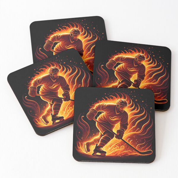 Item preview,  Fiery hockey, bright emblem of hockey player hockey men, on a black background designed and sold by orthodox-icon.
